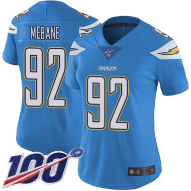 Los Angeles Chargers NFL Football Brandon Mebane Electric Blue Jersey Women Limited #92 Alternate 100th Season Vapor Untouchable->los angeles chargers->NFL Jersey